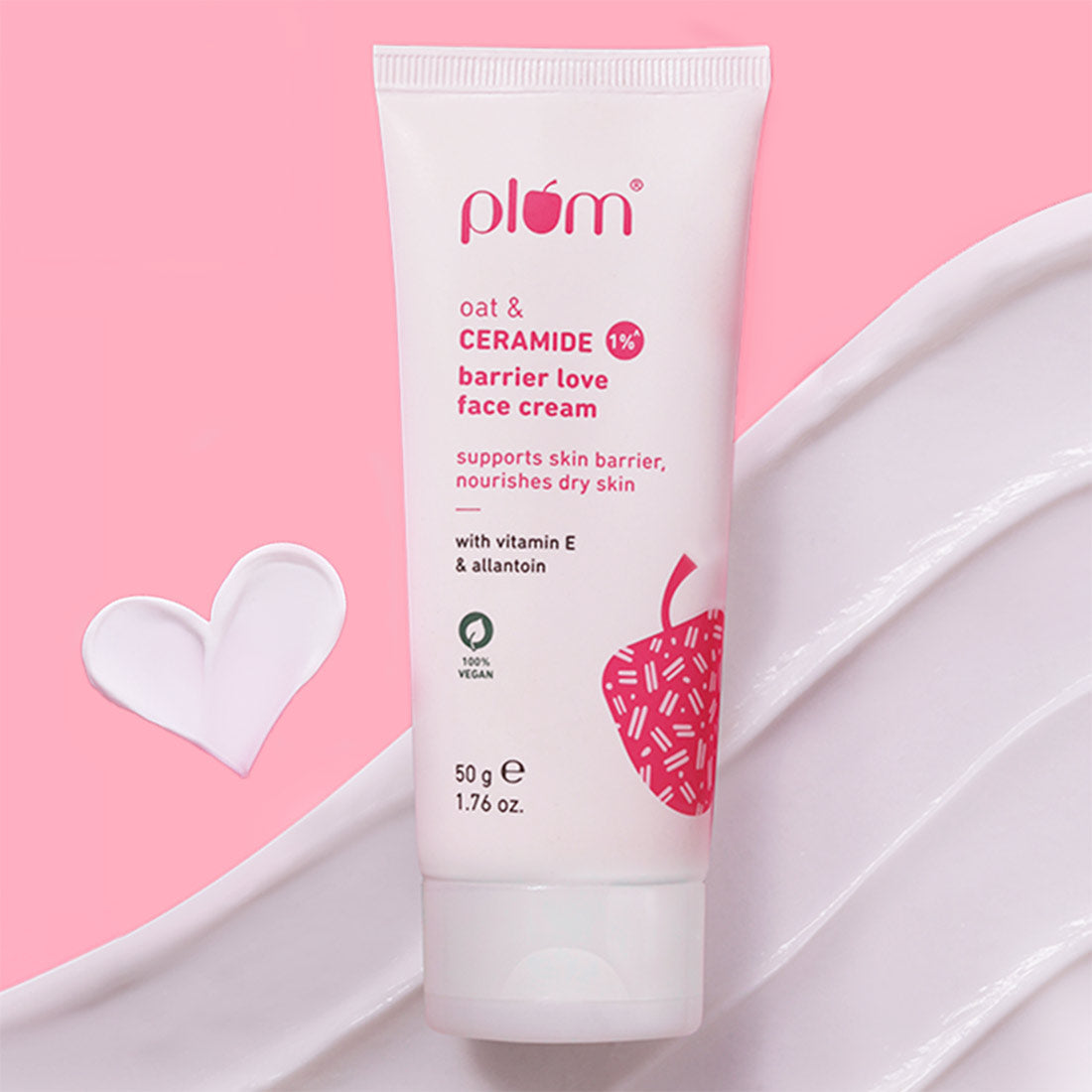 Plum Oat & 1% Ceramide Face Cream for Dry Skin | "3X Lasting Moisturization | Strengthens Skin Barrier | Dermat- Tested, 50g