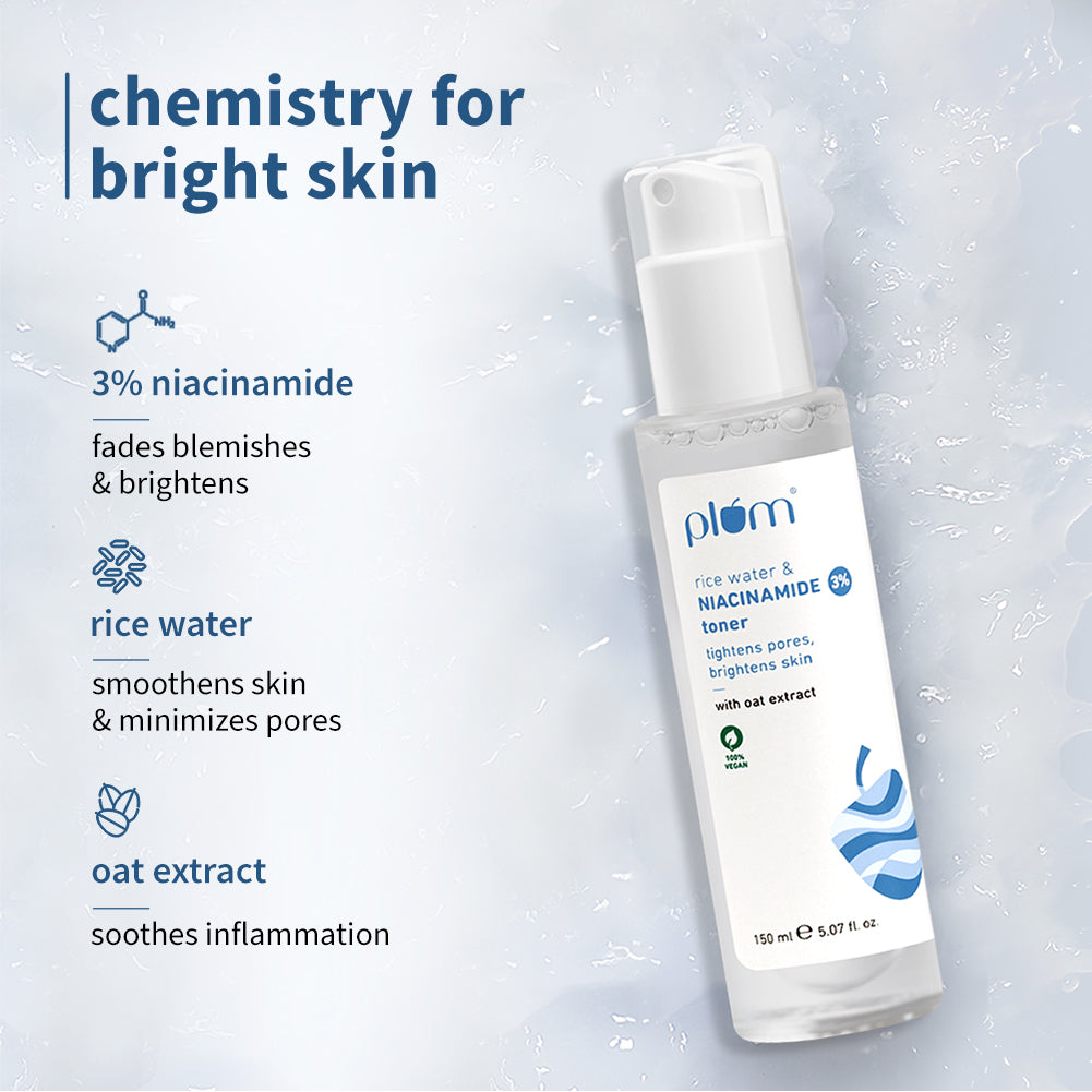 Niacinamide Bright Skin Trio | With Toner, Serum & SPF 50 Sunscreen for Bright Skin new