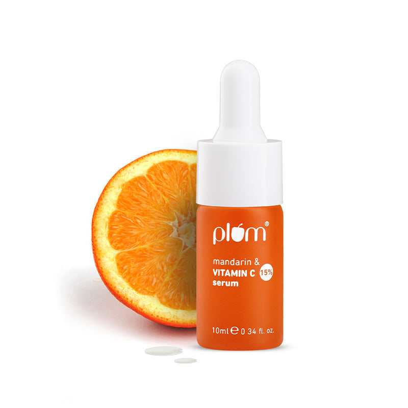 Plum 15% Vitamin C Face Serum with Mandarin (10ml) | Boosts Glow | Fades Dark Spots | Fights Hyperpigmentation, 10ml