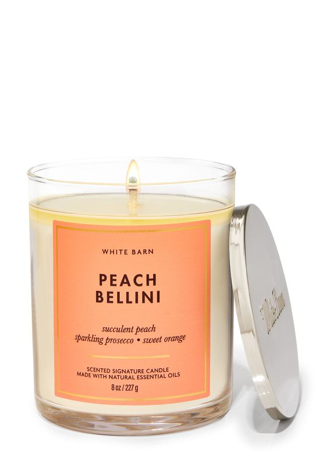Bath & Body Works Peach Bellini Signature Single Wick Candle, 227 g / 8 oz