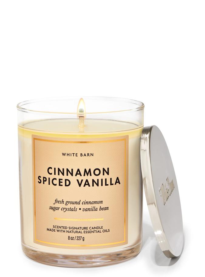 Bath & Body Works Cinnamon Spiced Vanilla Signature Single Wick Candle, 227 g / 8 oz