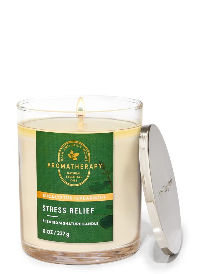 Bath & Body Works Eucalyptus Spearmint Signature Single Wick Candle, 227 g / 8 oz