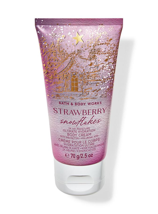 Bath & Body Works Strawberry Snowflakes Travel Size Ultimate Hydration Body Cream, 70 g / 2.5 oz