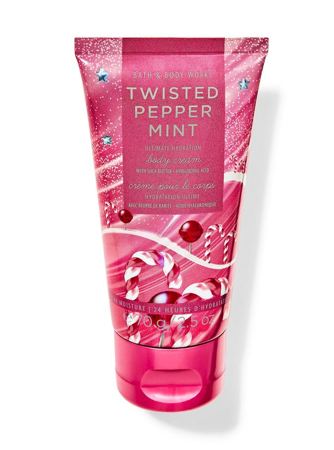 Bath & Body Works Twisted Peppermint Travel Size Ultimate Hydration Body Cream, 70 g / 2.5 oz