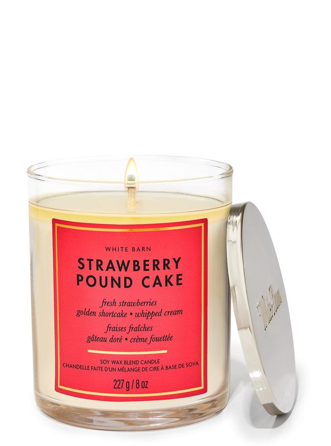 Bath & Body Works Strawberry Pound Cake Single Wick Candle, 227 g / 8 oz