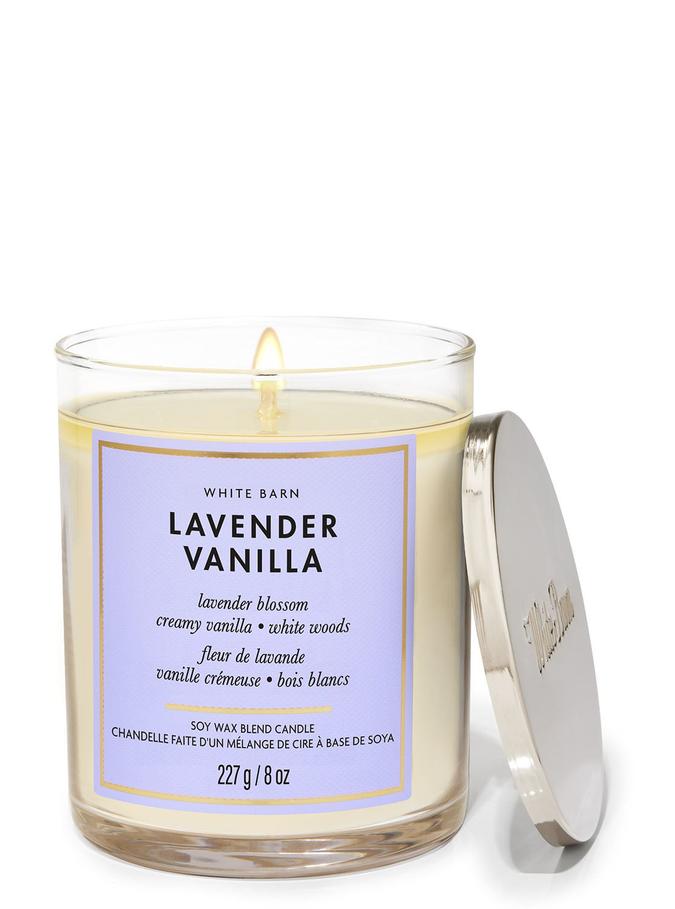 Bath & Body Works Lavender Vanilla Single Wick Candle, 227 g / 8 oz