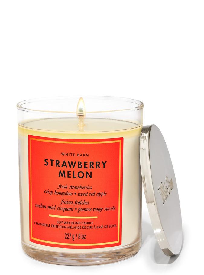 Bath & Body Works Strawberry Melon Single Wick Candle, 227 g / 8 oz