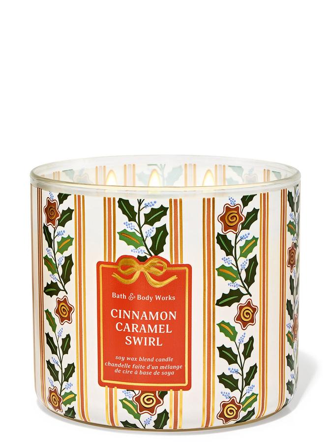 Bath & Body Works Cinnamon Caramel Swirl 3-Wick Candle, 411 g/14.5 oz