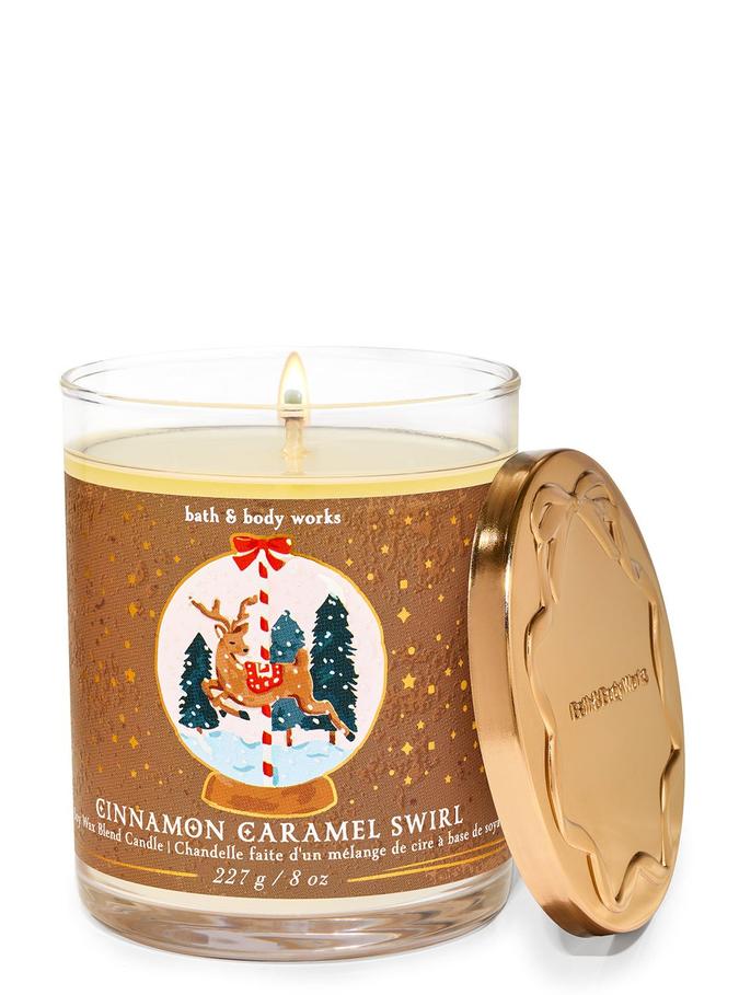 Bath & Body Works Cinnamon Caramel Swirl Single Wick Candle, 227 g / 8 oz