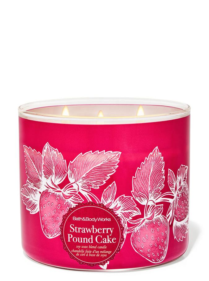 Bath & Body Works Strawberry Pound Cake 3-Wick Candle, 411 g/ 14.5 oz