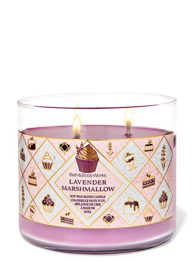 Bath & Body Works Lavender Marshmallow 3-Wick Candle, 411 g/ 14.5 oz