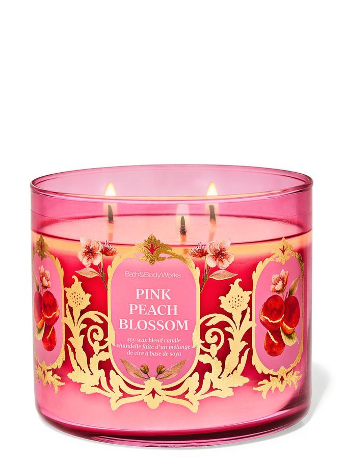 Bath & Body Works Pink Peach Blossom 3-Wick Candle, 227 g / 8 oz