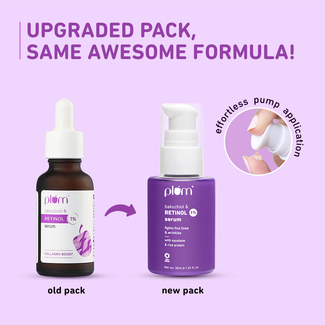 Plum 1% Retinol Serum for Face with Bakuchiol | Reduces Fine Lines & Wrinkles | Boosts Collagen, 20ml