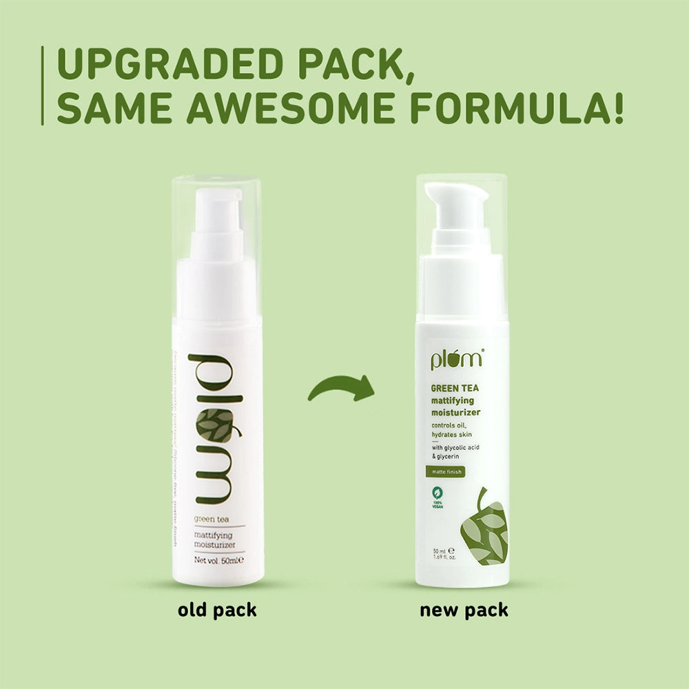 Plum Green Tea Mattifying Moisturizer for Oily Skin | Fights Acne & Controls Oil | Lightweight & Non-Greasy, 50ml