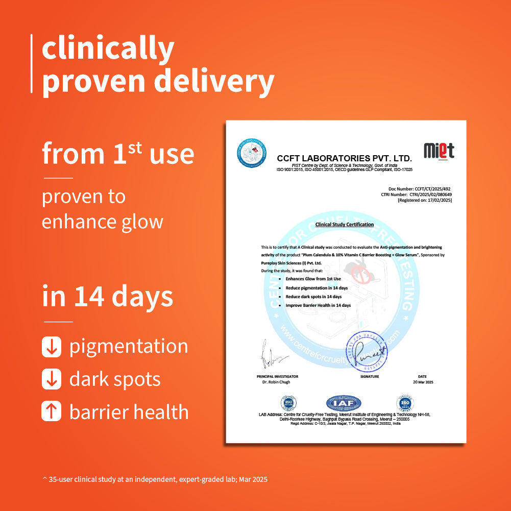 Plum 10% Vitamin C Barrier Boosting + Glow Serum with Calendula | Boosts Glow From 1st Use | Fades Dark Spots In 14 Days | Dermat-Tested, 30ml x 2