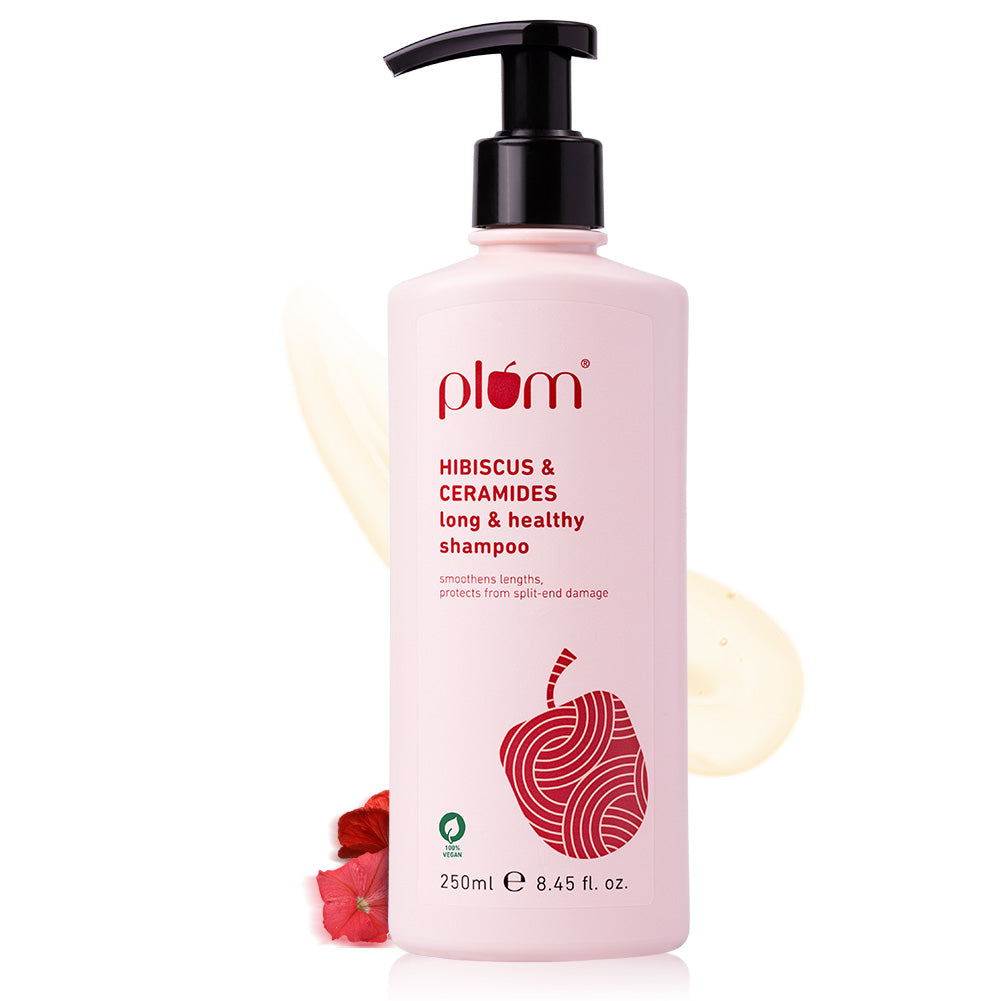 Plum Hibiscus & Ceramides Shampoo for Split Ends | Boosts Hair Growth | Prevents Split Ends, 250ml