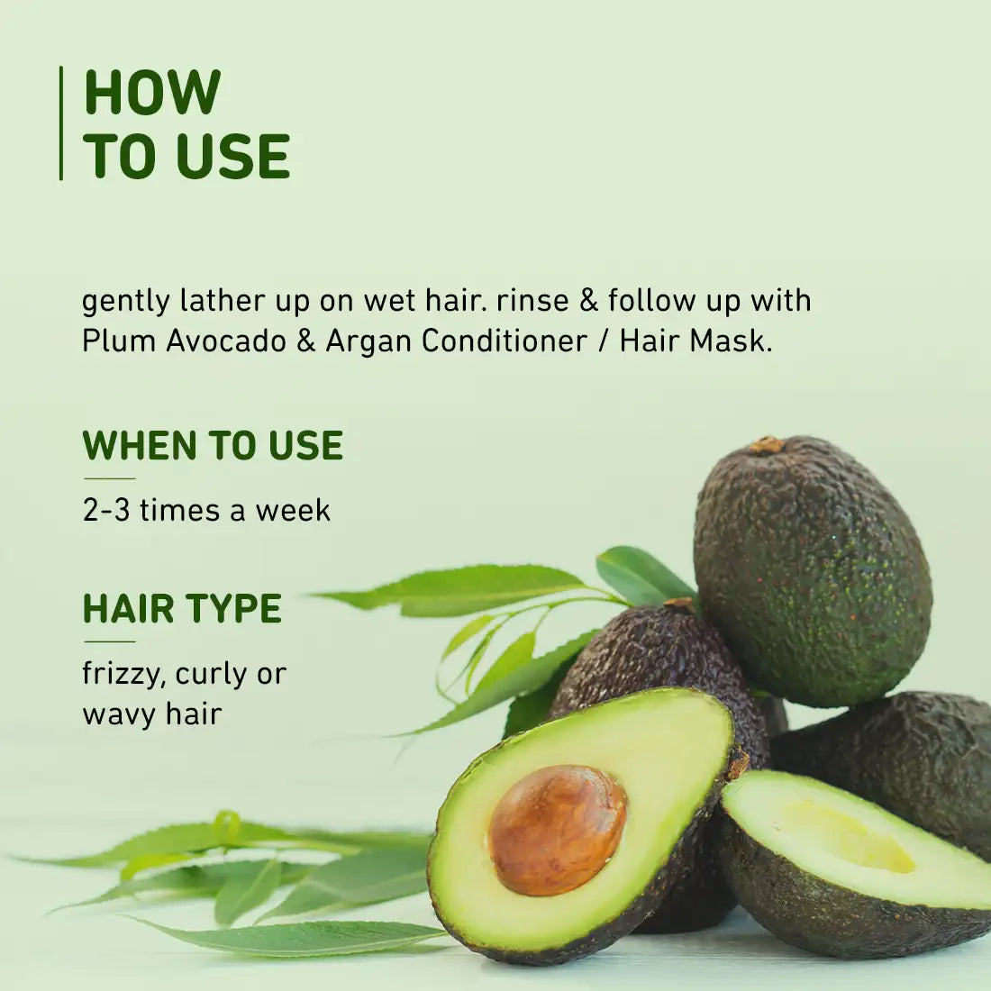 Plum Avocado & Argan Frizz Control Shampoo | Reduces Frizz | Conditions Strands, 250ml