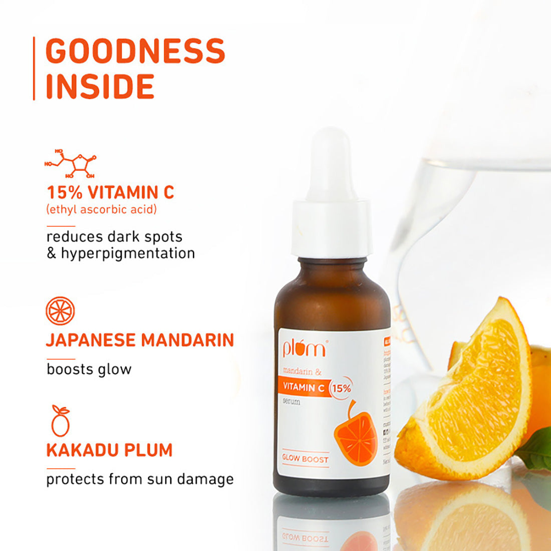 Plum 15% Vitamin C Serum with Mandarin for glowing skin | Boosts Glow & Fades Dark Spots In 2 Weeks | Dermat-Tested, 20ml x 2