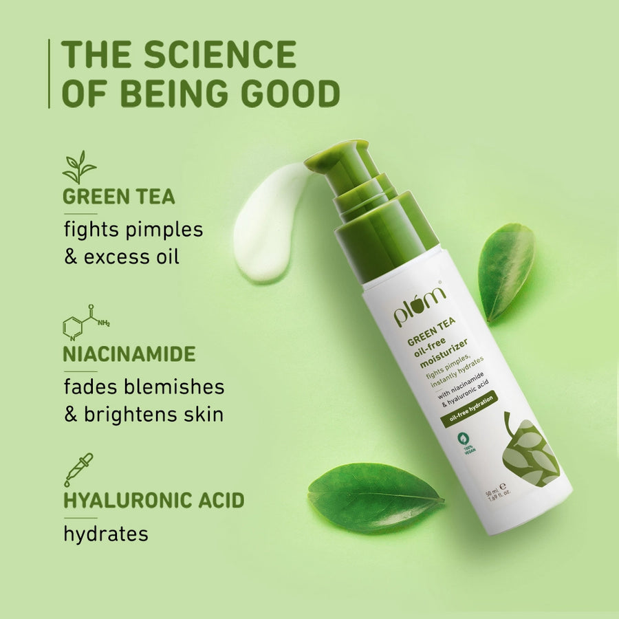 Plum Green Tea Oil-Free Moisturizer for Oily Skin | Fights Acne & Controls Oil | Non-Comedogenic | Dermat-Tested, 50ml