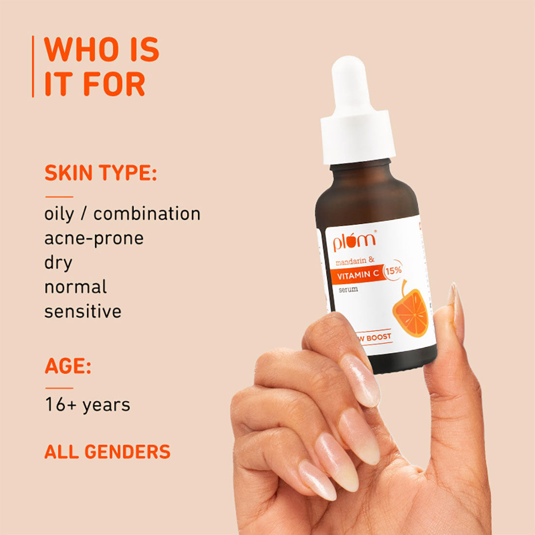 Plum 15% Vitamin C Serum with Mandarin for glowing skin | Boosts Glow & Fades Dark Spots In 2 Weeks | Dermat-Tested, 20ml