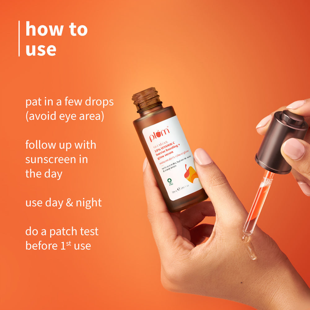 Plum 10% Vitamin C Barrier Boosting + Glow Serum with Calendula | Boosts Glow From 1st Use | Fades Dark Spots In 14 Days | Dermat-Tested, 30ml