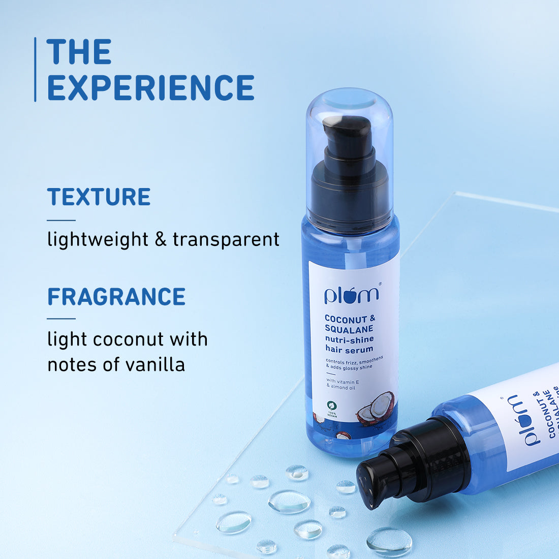 Plum Coconut & Squalane Hair Serum for Soft, Shiny Hair | 22X Shinier Hair In 1 Use | Reduces Frizz, 75ml