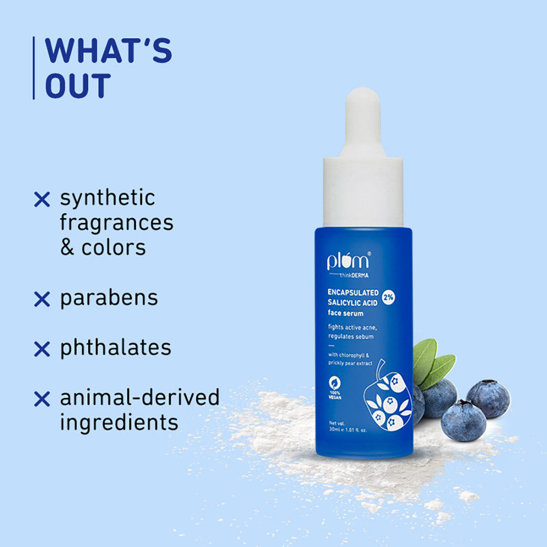 Plum 2% Encapsulated Salicylic Acid Anti-Acne Face Serum | Fights Active Acne | Controls Oil | Smoothens Skin, 30ml