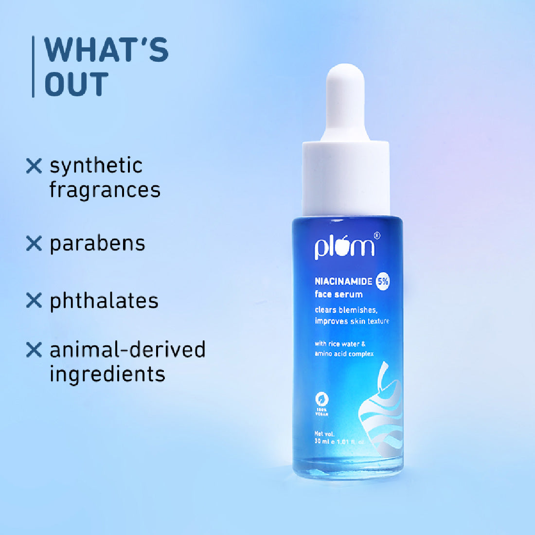 Plum 5% Niacinamide & Rice Water Brightening Face Serum | Brightens Skin | Improves Skin Texture for Women & Men | All Skin Types, 30ml