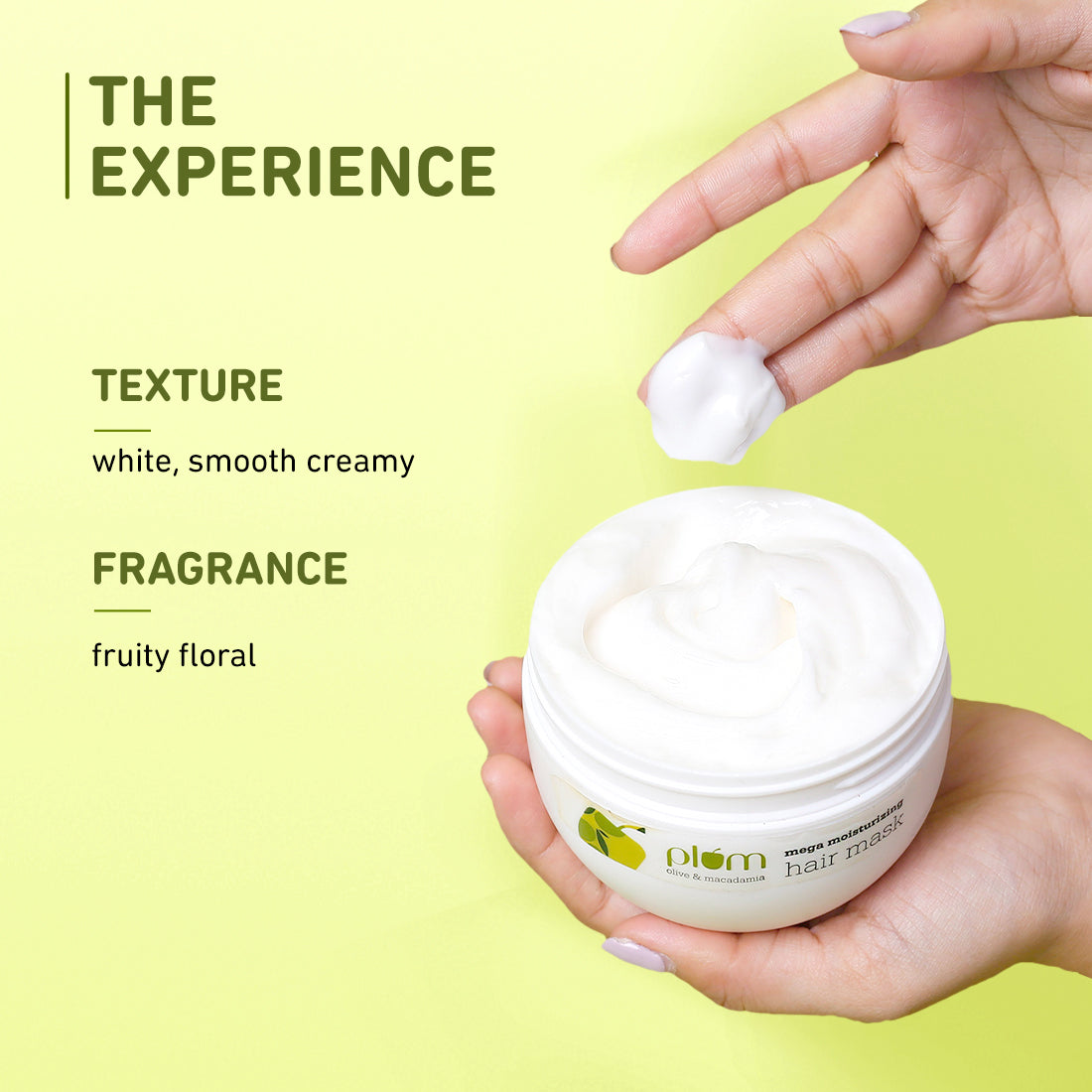 Plum Olive & Macadamia Mega Moisturizing Hair Mask | Repairs Damage | Smoothens Hair, 250g