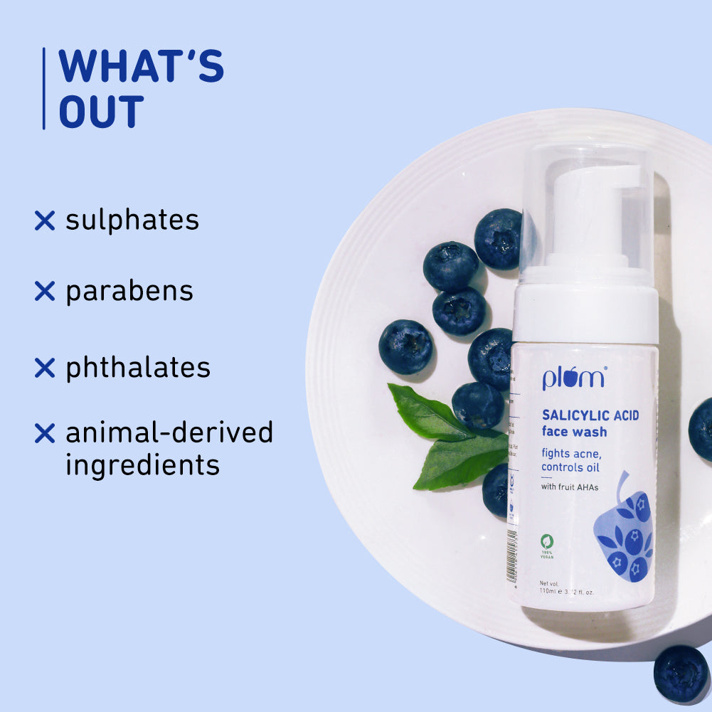 Plum 1% Encapsulated Salicylic Acid Foaming Face Wash for Acne | Fights Acne | Controls Oil | Smoothens Skin, 110ml x 2