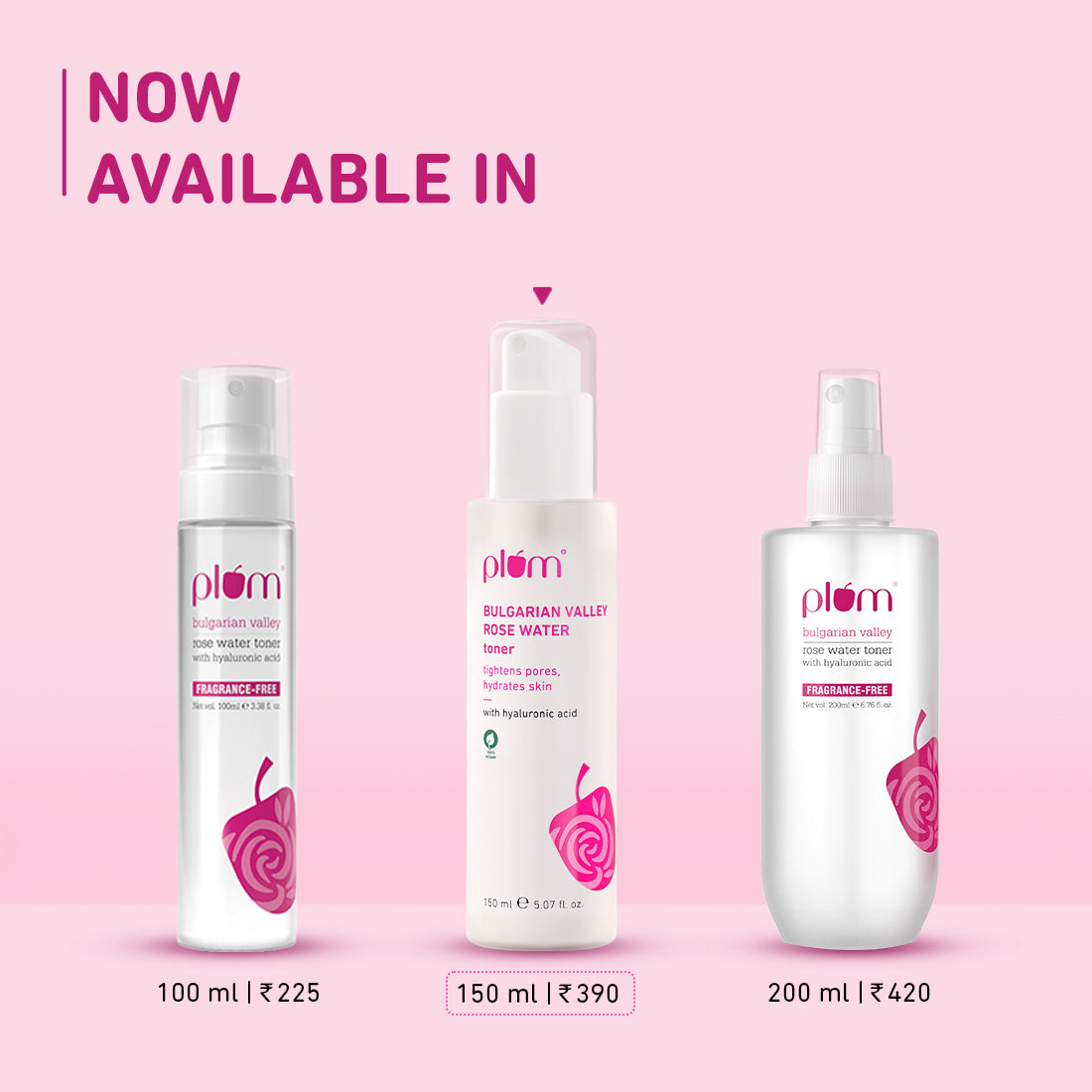 Plum Bulgarian Valley Rose Water Toner for tighter pores | Alcohol-Free Toner | Instantly Hydrates | Soothes & Calms Skin | Tightens Pores | Dermat-Tested, 150ml