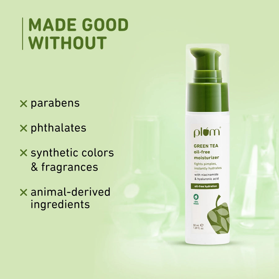 Plum Green Tea Oil-Free Moisturizer for Oily Skin | Fights Acne & Controls Oil | Non-Comedogenic | Dermat-Tested, 50ml