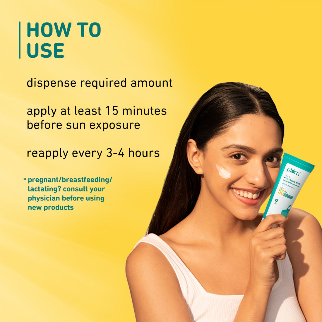 Plum Cica & Hyaluronic Acid SPF 50 Sunscreen | Safe, New Gen UV Filters | Non-Sticky| Non-Oily, 50g