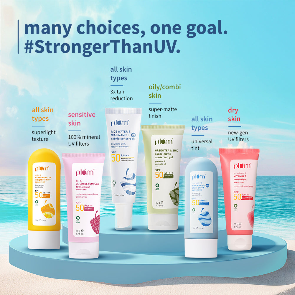 Plum Squalane & Vitamin E SPF 50 PA+++ Dewy-Bright Sunscreen | Safe, New Gen UV Filters | No White Cast, 50g x 2