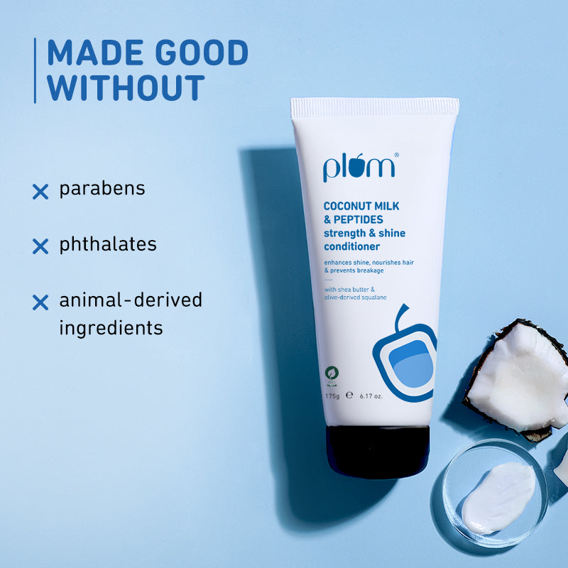 Plum Coconut Milk & Peptides Conditioner for Dry Hair | Softens Hair | Nourishes & Smoothens Strands, 175g