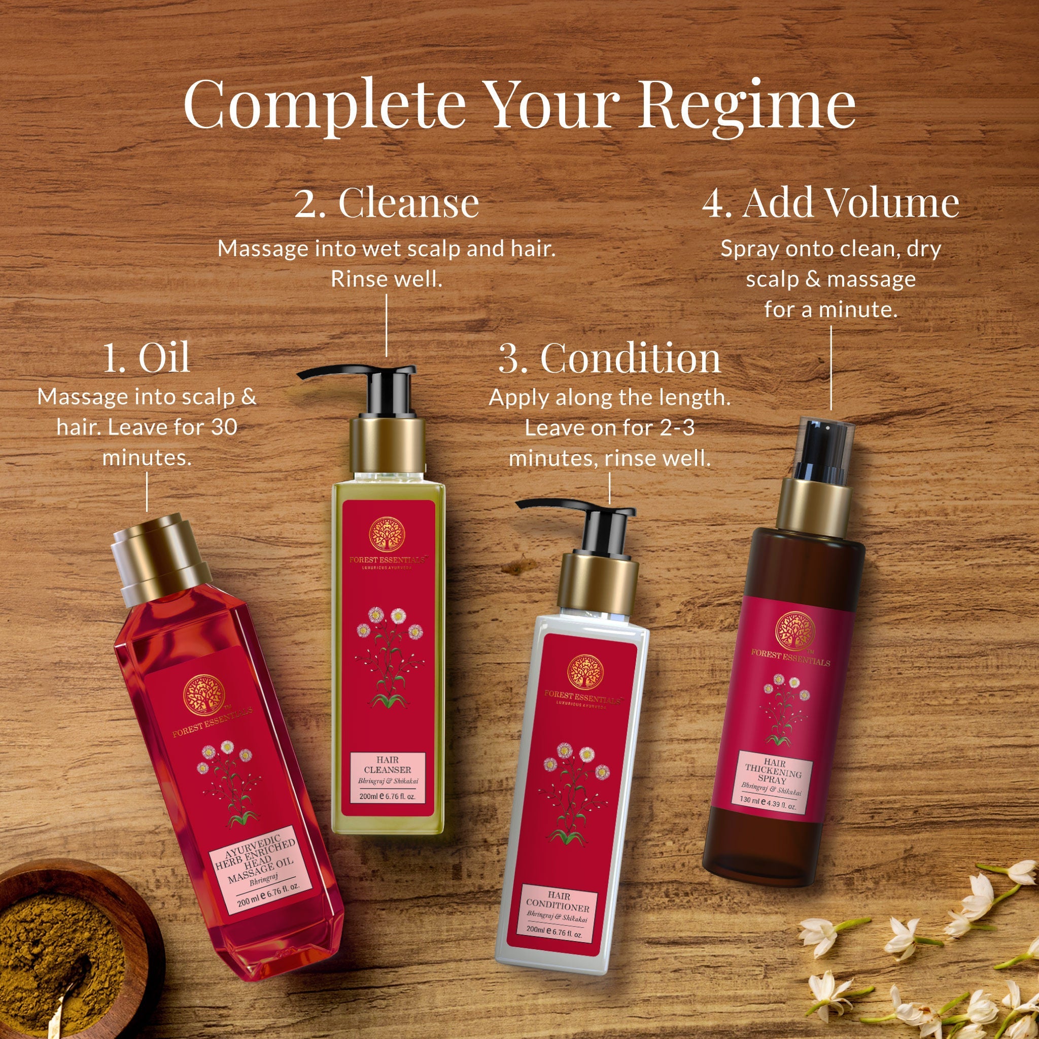 Forest Essentials Hair Thickening Spray Bhringraj & Shikakai - Promotes Regrowth, Controls Hair Fall, 130ml