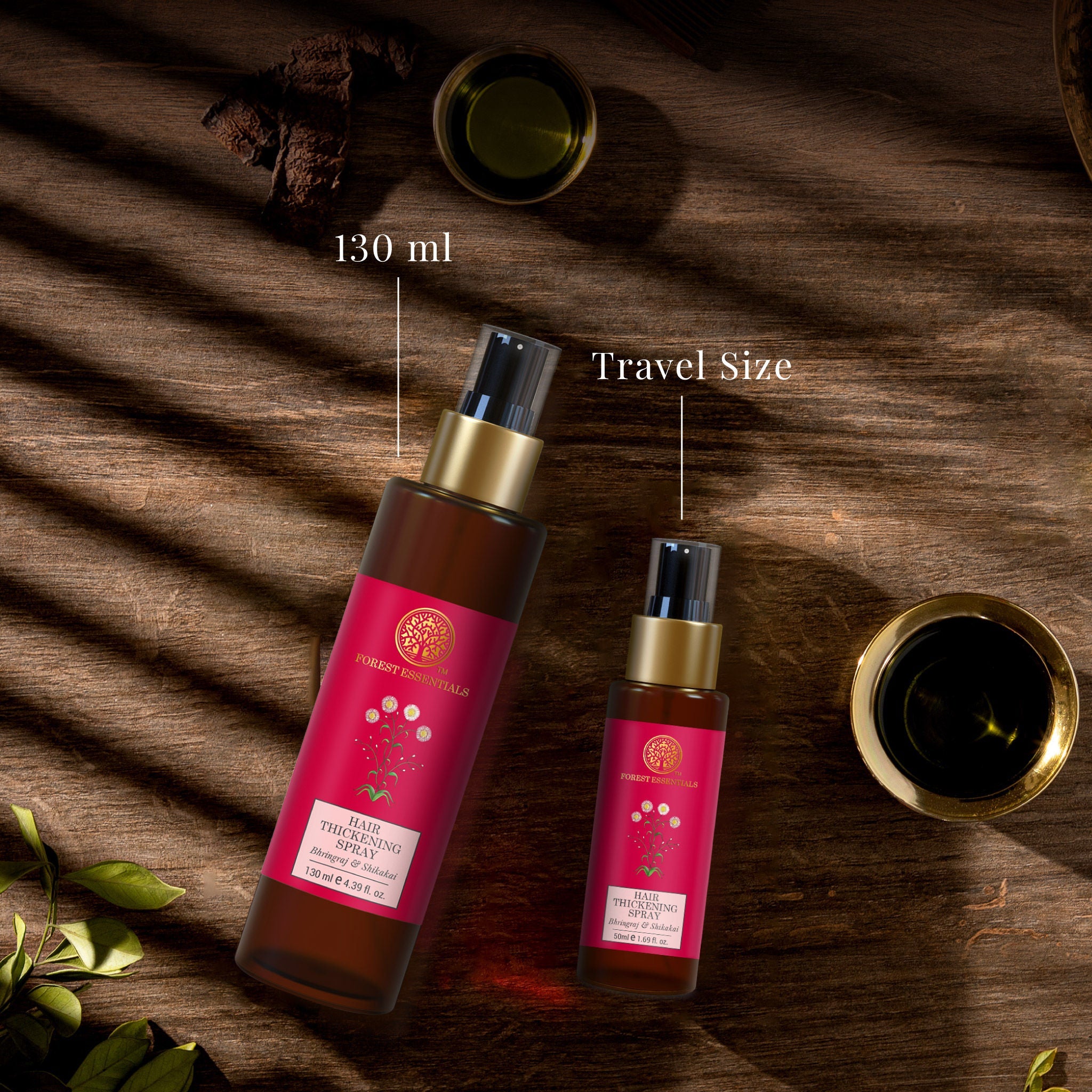 Forest Essentials Hair Thickening Spray Bhringraj & Shikakai - Promotes Regrowth, Controls Hair Fall, 130ml