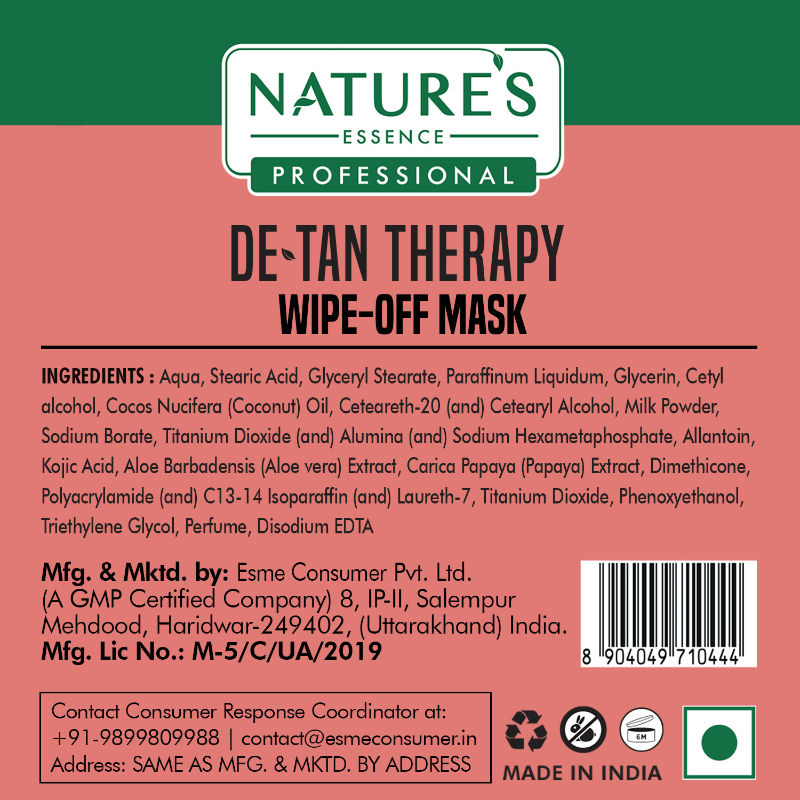 Nature's Essence Professional De-Tan Therapy Tan Removal Cream For Radiant Skin, 500g Buy at Indicrest Image 6