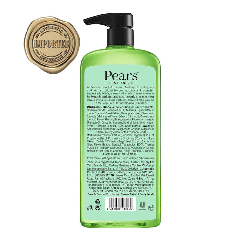 Pears Pure & Gentle Body Wash with Lemon Flower Extract, 750ml Buy at Indicrest Image 3