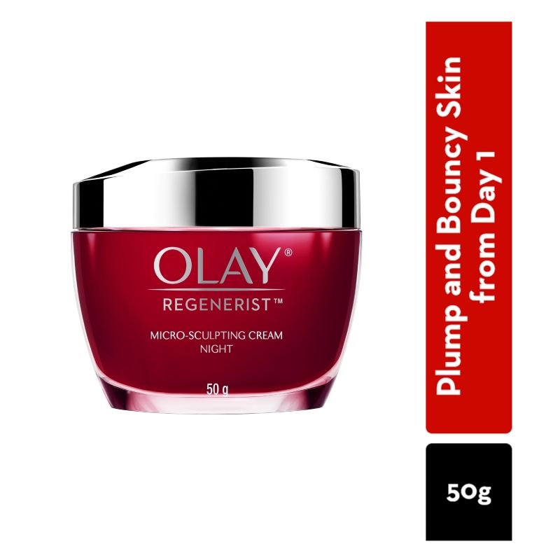 Olay Regenerist Micosculpting Night Cream For Plump Bouncy Skin With Hyaluronic Acid & Niacimide, 50g Buy at Indicrest
