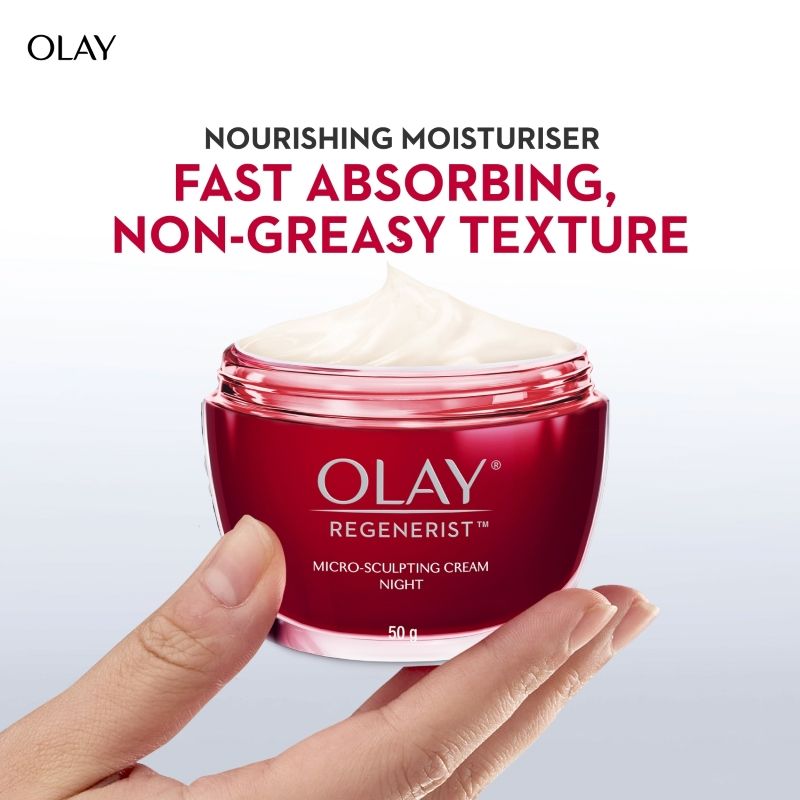 Olay Regenerist Micosculpting Night Cream For Plump Bouncy Skin With Hyaluronic Acid & Niacimide, 50g Buy at Indicrest Image 7