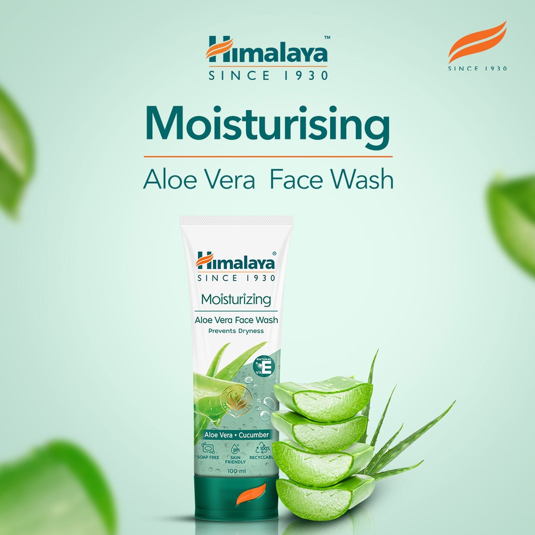 100ml aloe vera face wash with cucumber background