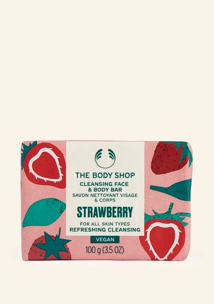 The Body Shop Strawberry Cleansing Face & Body Bar, 100g x 4