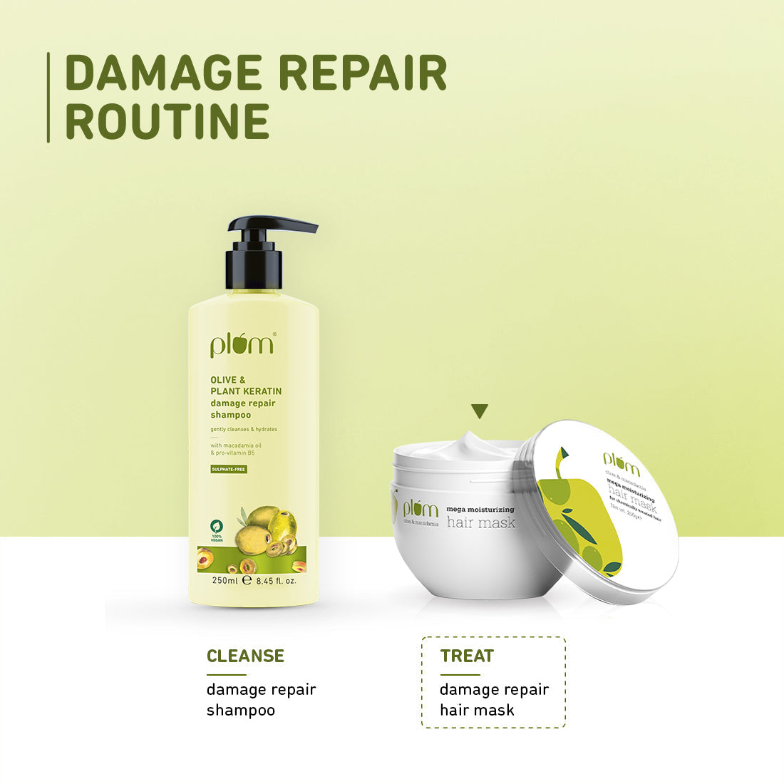 Plum Olive & Macadamia Mega Moisturizing Hair Mask | Repairs Damage | Smoothens Hair, 250g