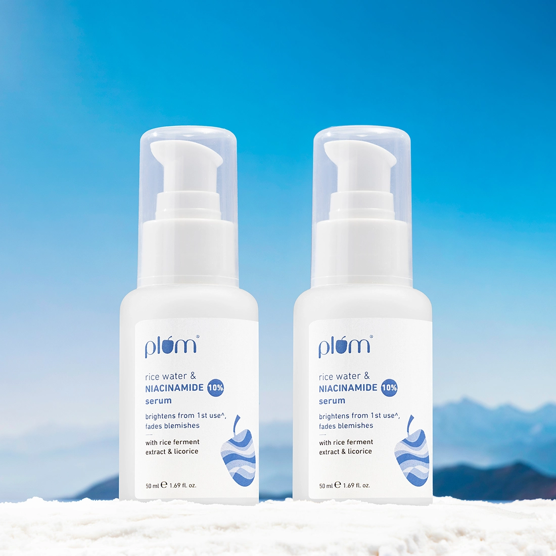 Plum 10% Niacinamide Face Serum with Rice Water (50 ml) - Pack of 2 | Brightens From 1st Use | 2x Instant Hydration | Fades Blemishes