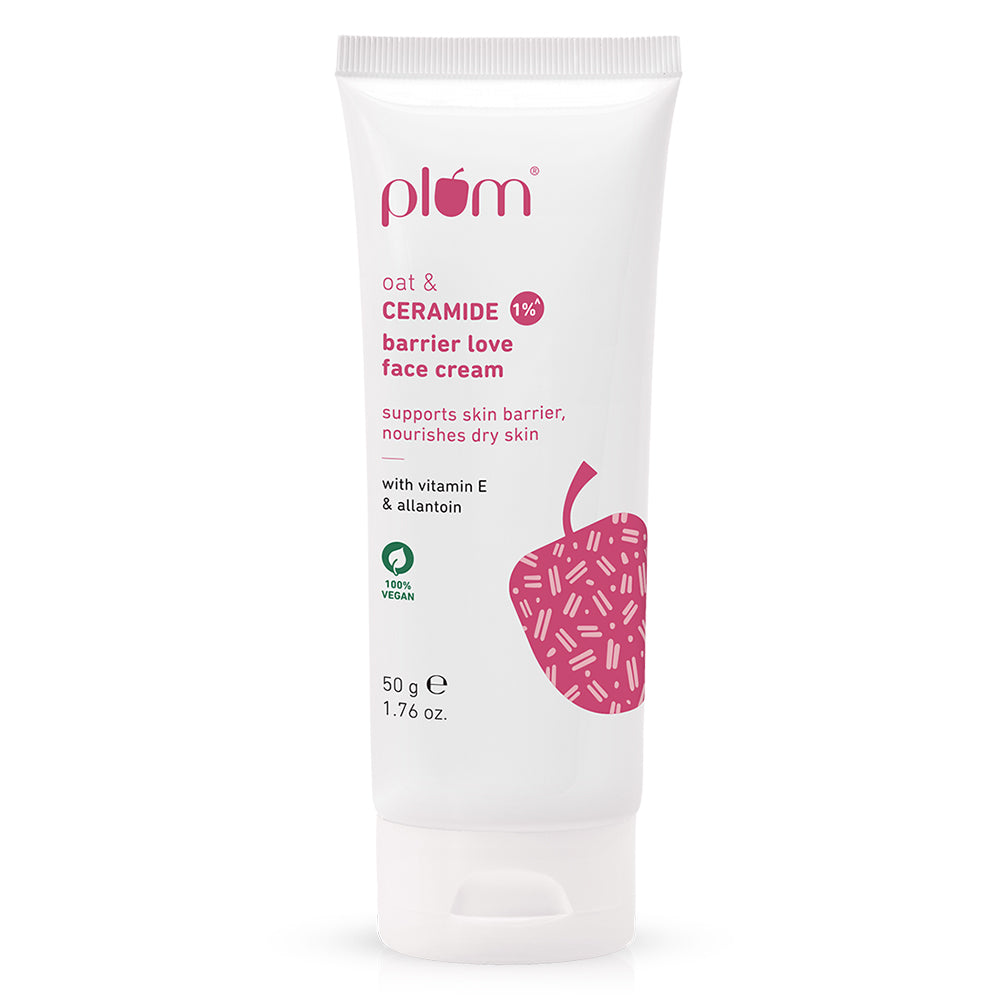 Plum Oat & 1% Ceramide Face Cream for Dry Skin | "3X Lasting Moisturization | Strengthens Skin Barrier | Dermat- Tested, 50g