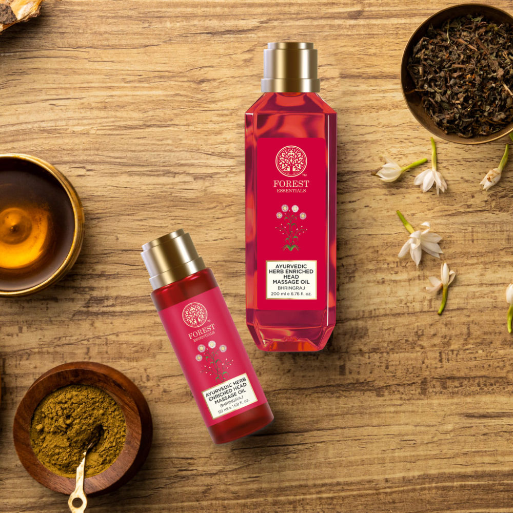 Forest Essentials Ayurvedic Herb Enriched Head Massage Oil Bhringraj - Anti Dandruff Hair Oil, 200ml