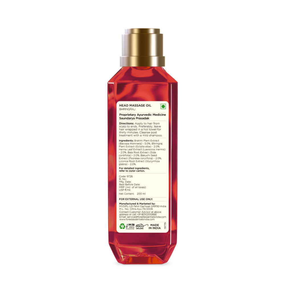 Forest Essentials Ayurvedic Herb Enriched Head Massage Oil Bhringraj - Anti Dandruff Hair Oil, 200ml