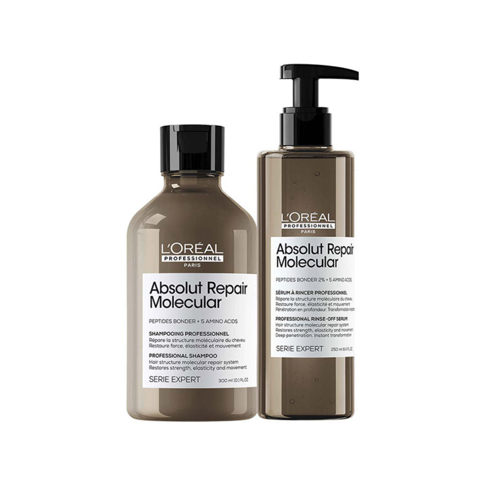 L'Oreal Professionnel Absolut Repair Molecular Shampoo 300ml | Rinse-Off Serum, 250ml Combo For Very Damaged Hair