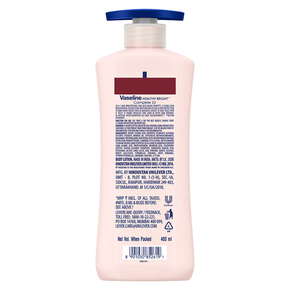 Vaseline Healthy Bright Complete 10 Body Lotion, 400ml Buy at Indicrest Image 3